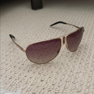 Carrera Gold Aviator Sunglasses with Brown Lenses